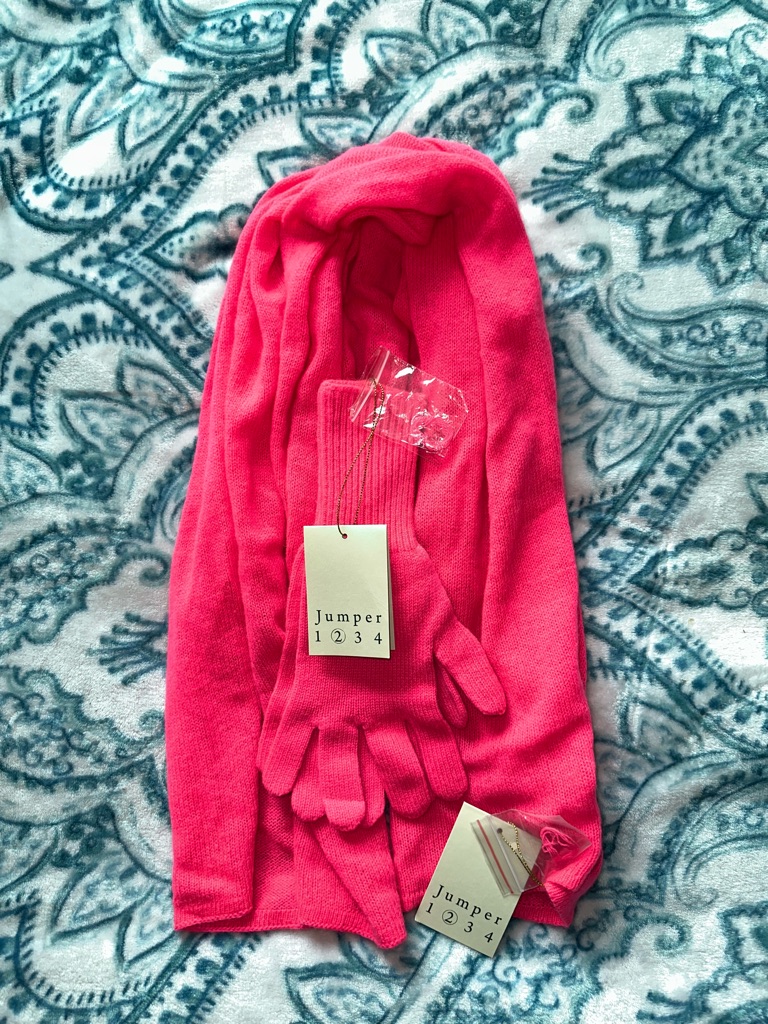 Jumper 1234 Cashmere Pink Women's Scarf And Glove Set